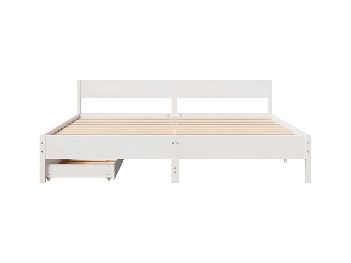 Cadre de lit sans matelas blanc 200x200 cm bois massif de pin
