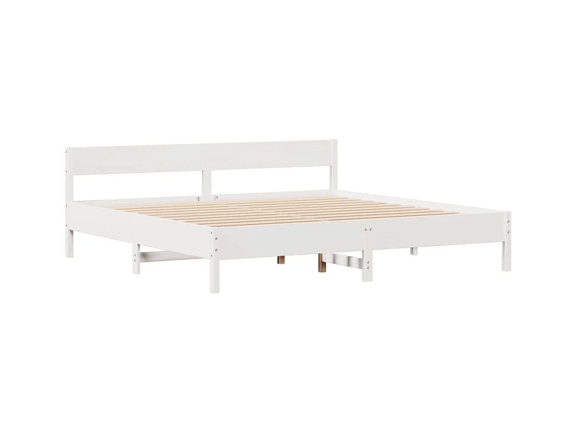 Cadre de lit sans matelas blanc 200x200 cm bois massif de pin