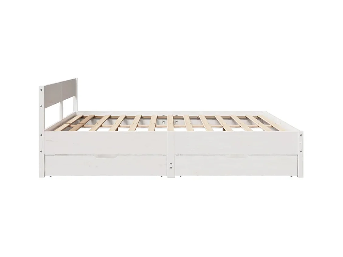 Cadre de lit sans matelas blanc 200x200 cm bois massif de pin