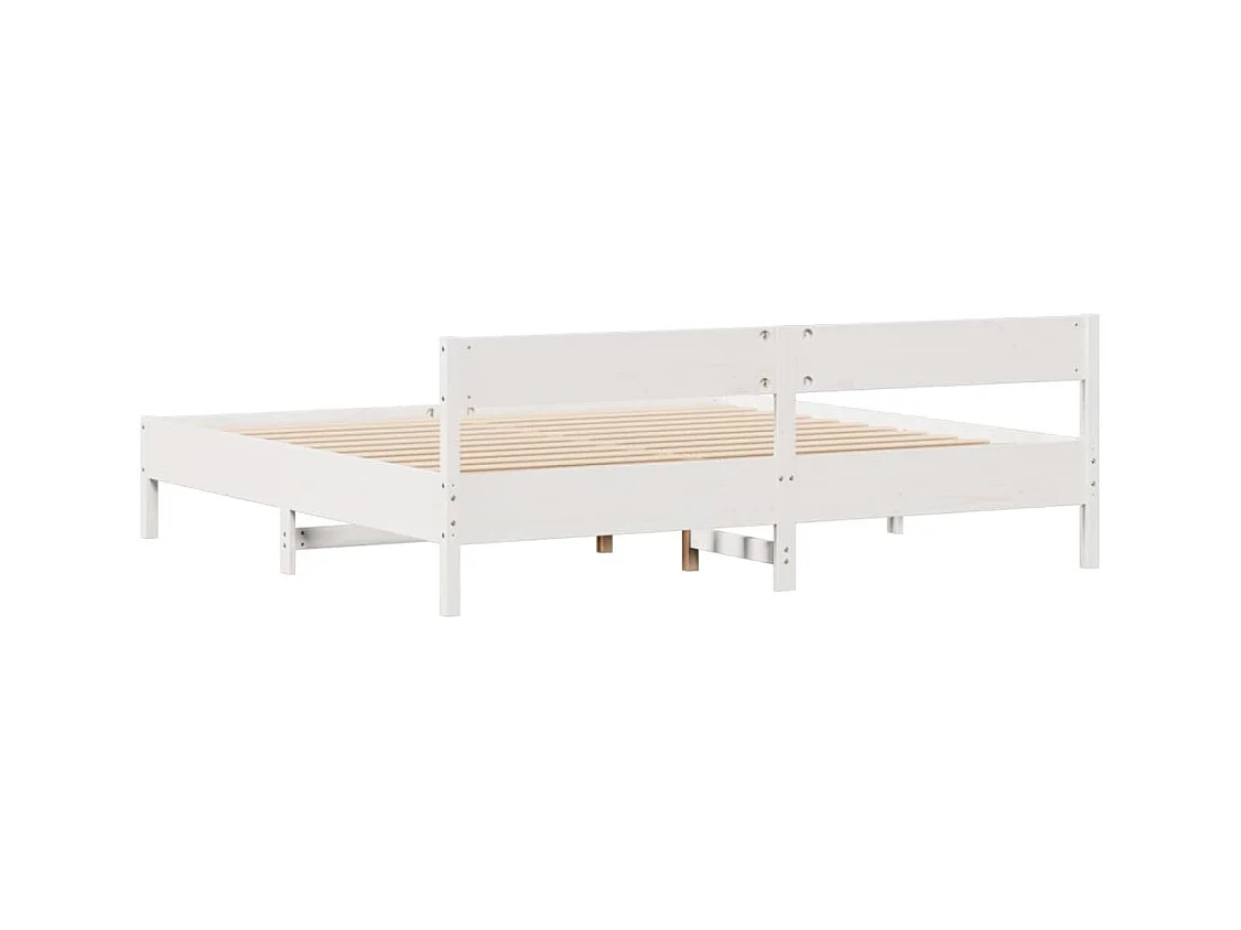 Cadre de lit sans matelas blanc 200x200 cm bois massif de pin