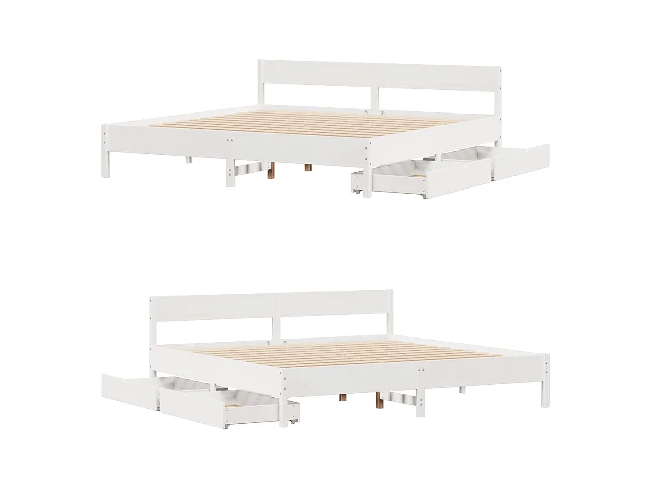 Cadre de lit sans matelas blanc 200x200 cm bois massif de pin