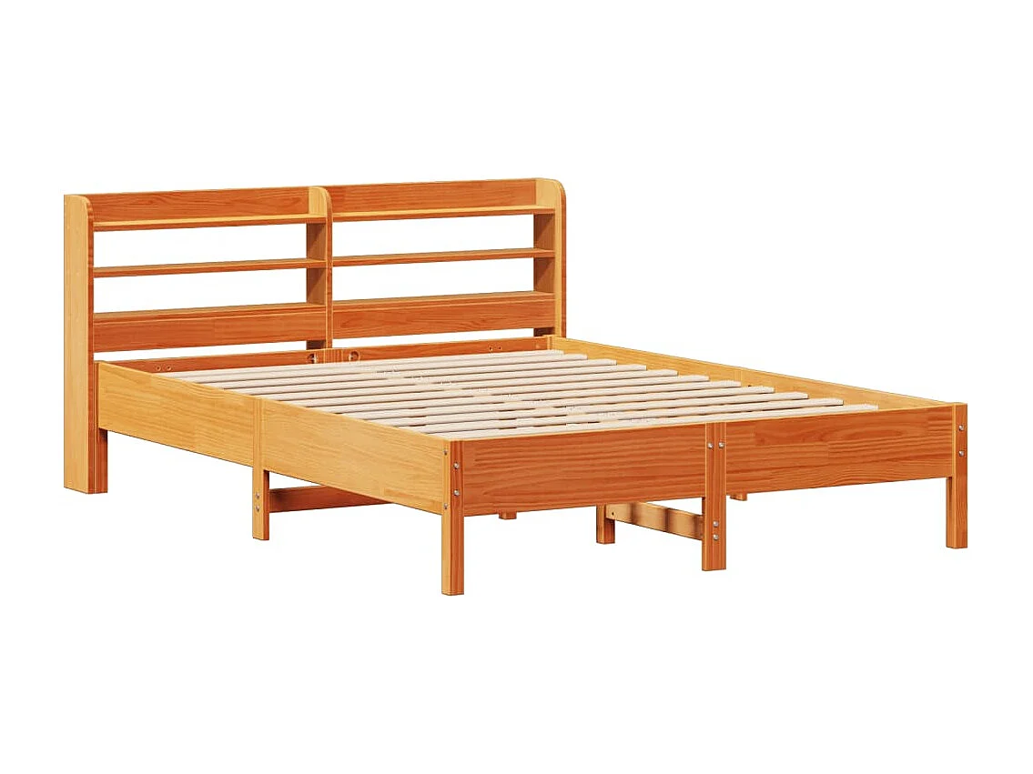 Massivholzbett ohne Matratze Wachsbraun 135x190 cm Kiefernholz