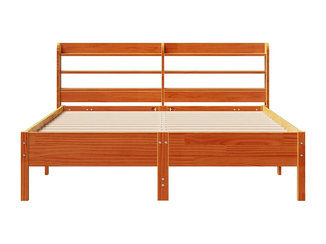 Massivholzbett ohne Matratze Wachsbraun 135x190 cm Kiefernholz