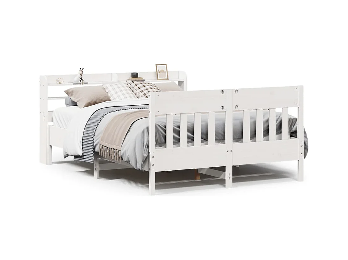 Bedframe zonder matras massief grenenhout wit 120x200 cm