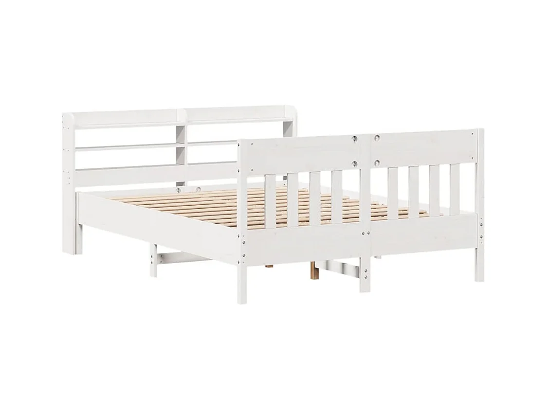 Bedframe zonder matras massief grenenhout wit 120x200 cm