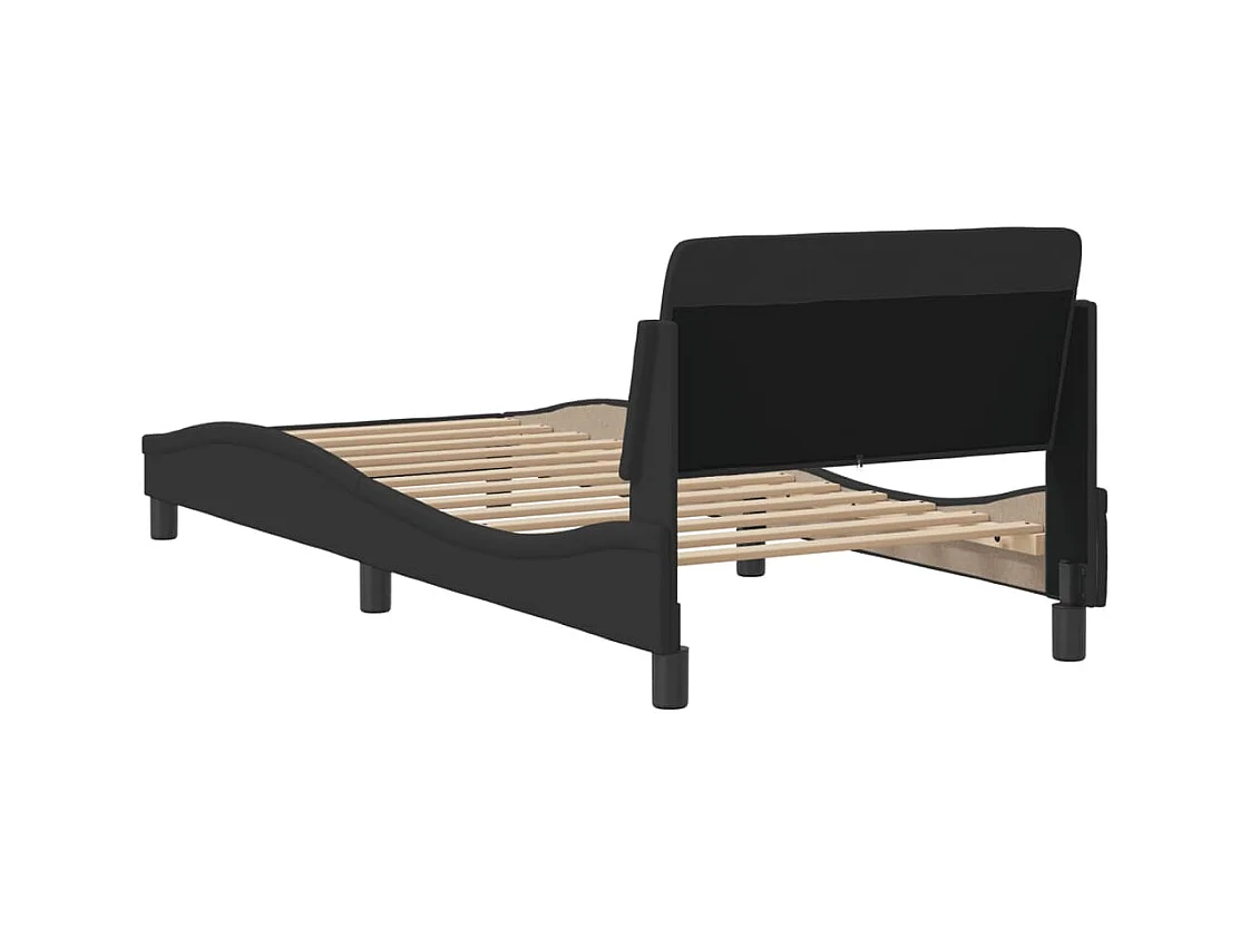 Bettgestell mit Kopfteil ohne Matratze Schwarz 80x200 cm Stoff