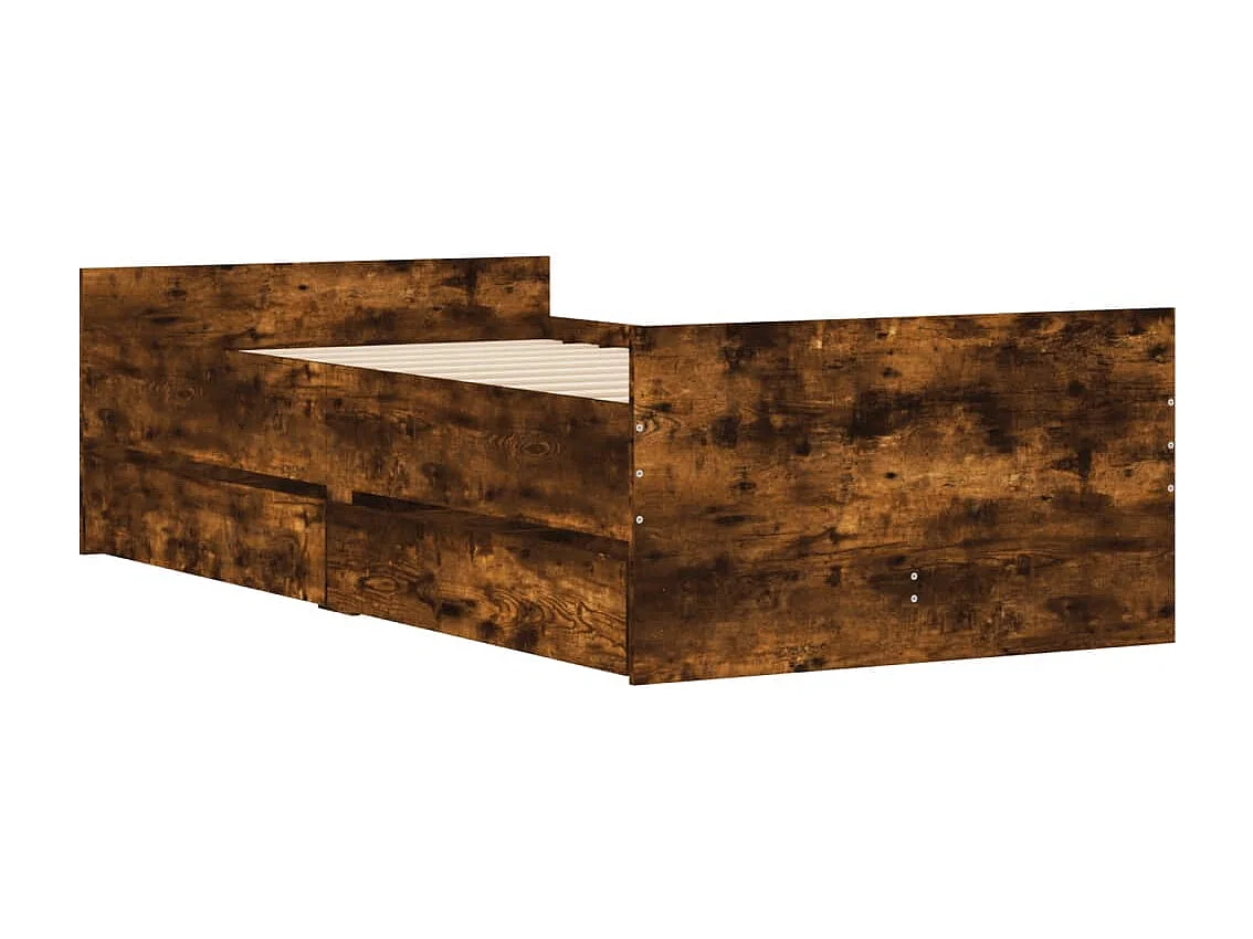 Estrutura de cama com gavetas 90x190 cm carvalho fumado