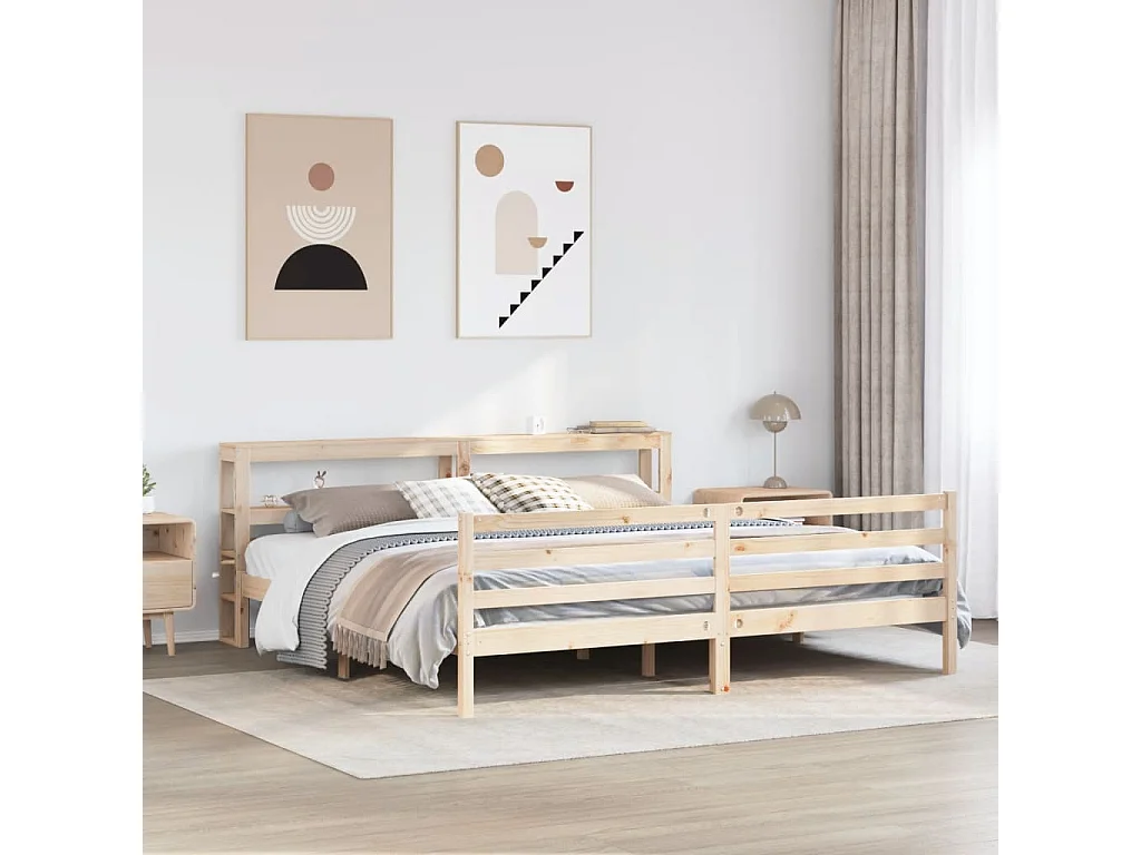 Cadre de lit sans matelas 200x200 cm bois massif de pin