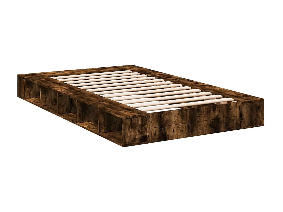 Cadre de lit sans matelas chêne fumé 135x190 cm