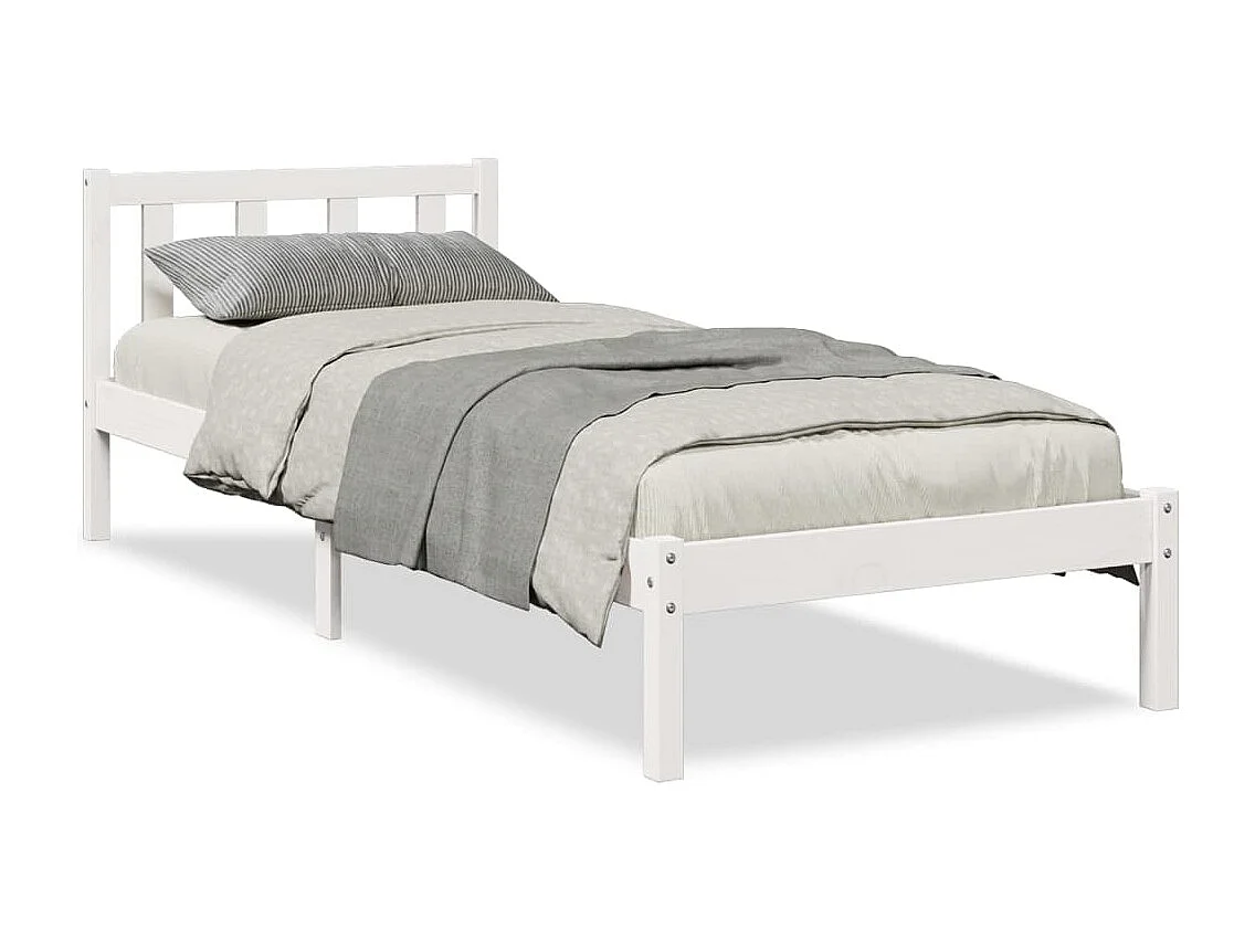 Cama extra longa sem colchão 100x210 cm pinho maciço branco