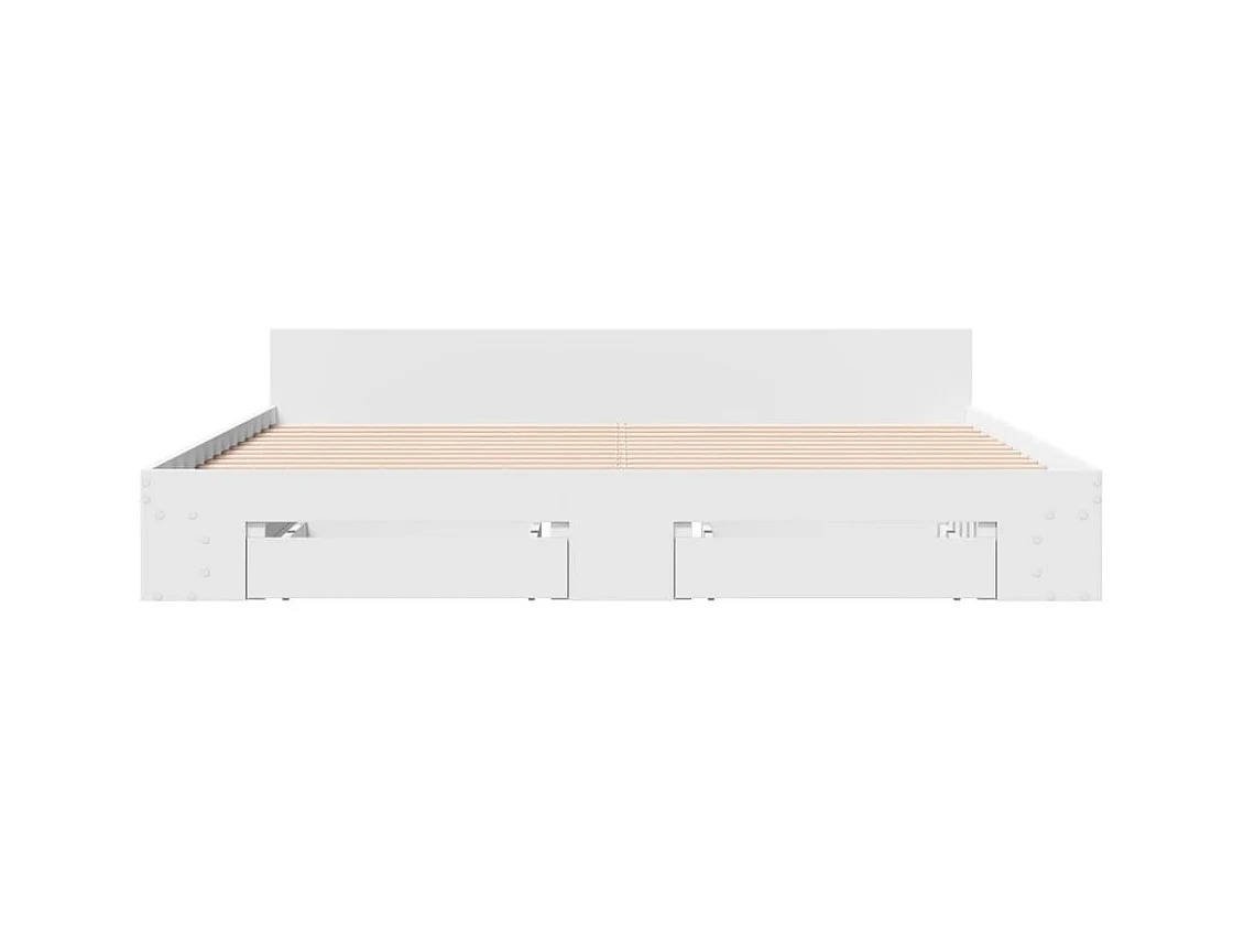 Estructura cama con cajones madera ingeniería blanca 200x200 cm