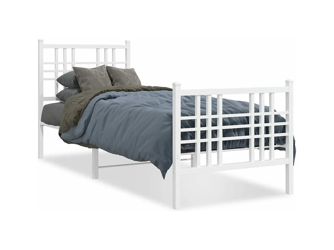 Bedframe met hoofd- en voeteneinde metaal wit 75x190 cm