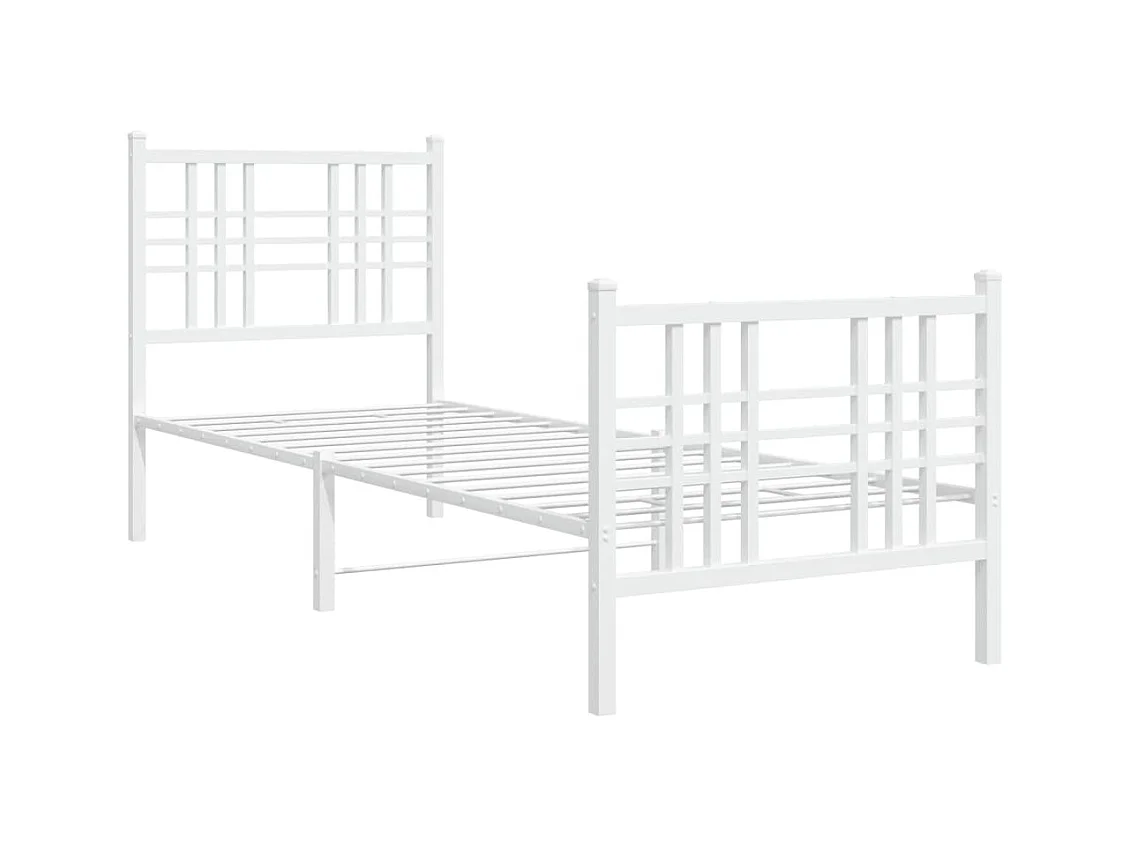 Bedframe met hoofd- en voeteneinde metaal wit 75x190 cm