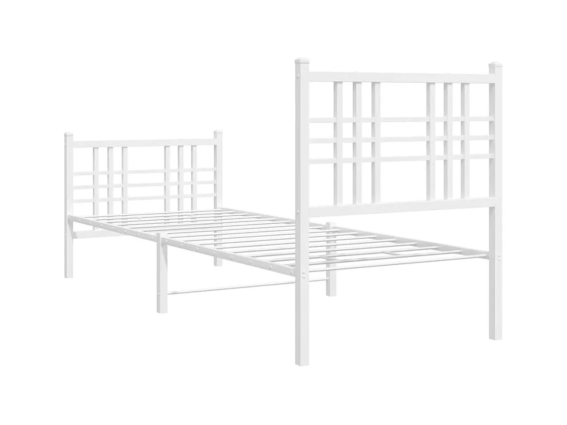 Bedframe met hoofd- en voeteneinde metaal wit 75x190 cm