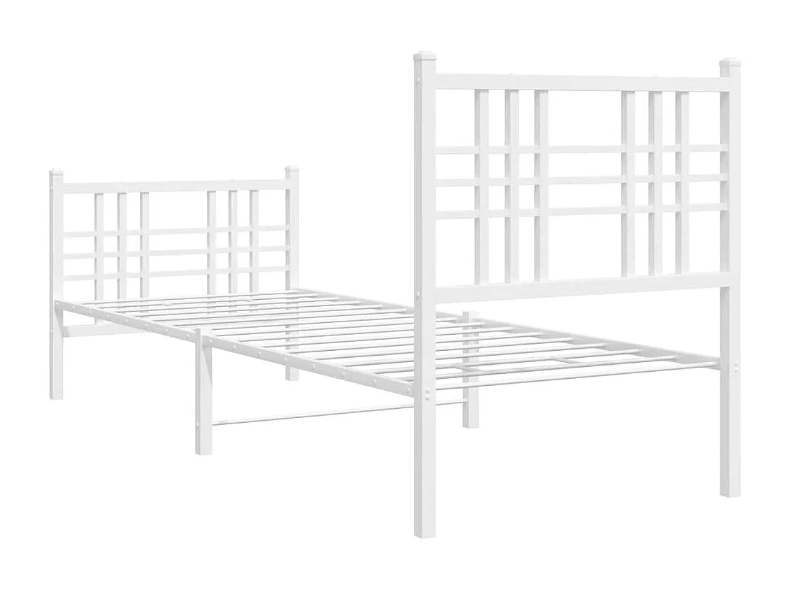 Giroletto con Testiera e Pediera Metallo Bianco 75x190 cm