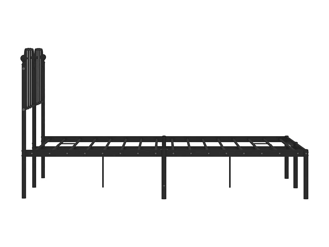 Cadre de lit métal sans matelas avec tête de lit noir 120x200cm