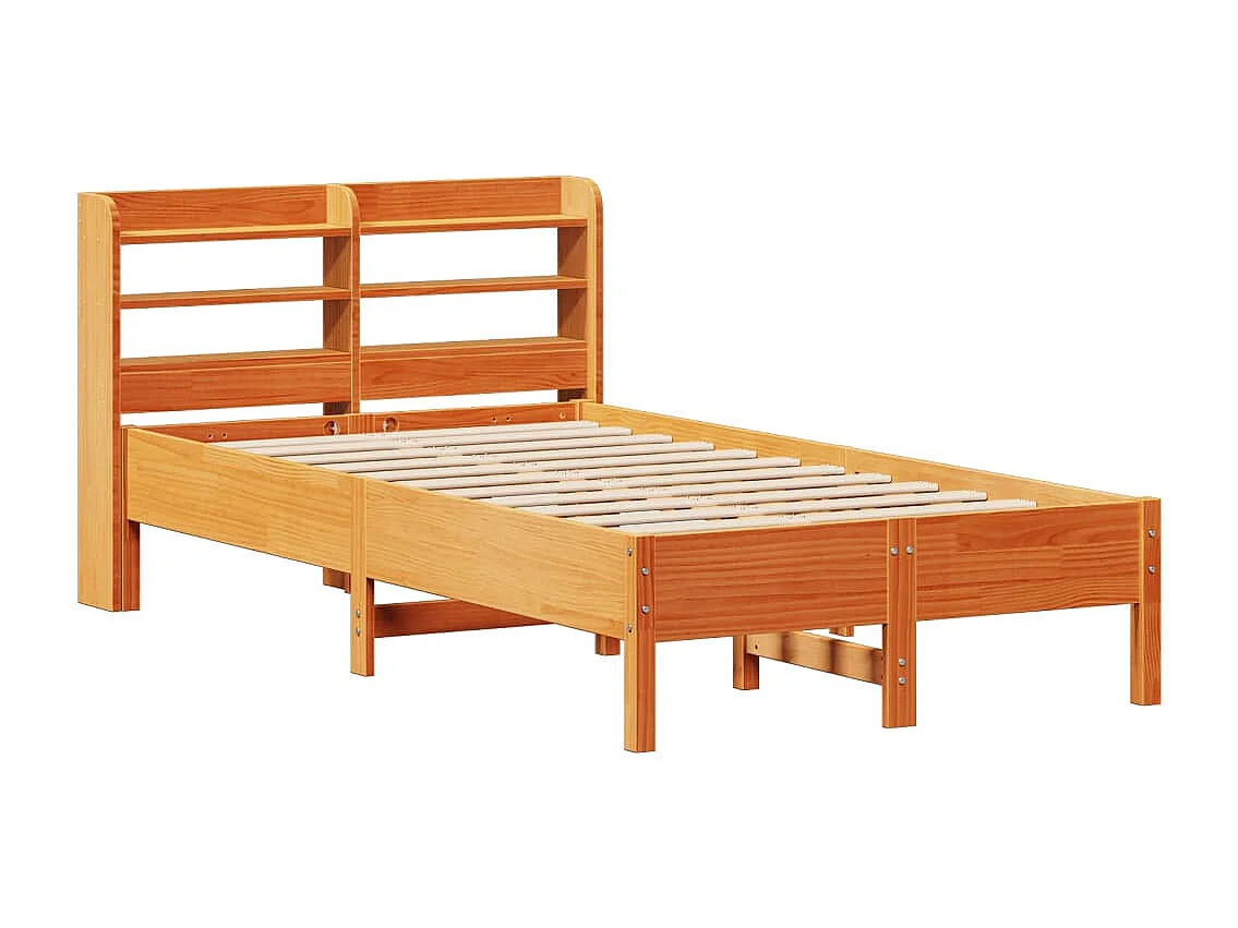 Cama sem colchão 120x200 cm madeira pinho maciça castanho-mel