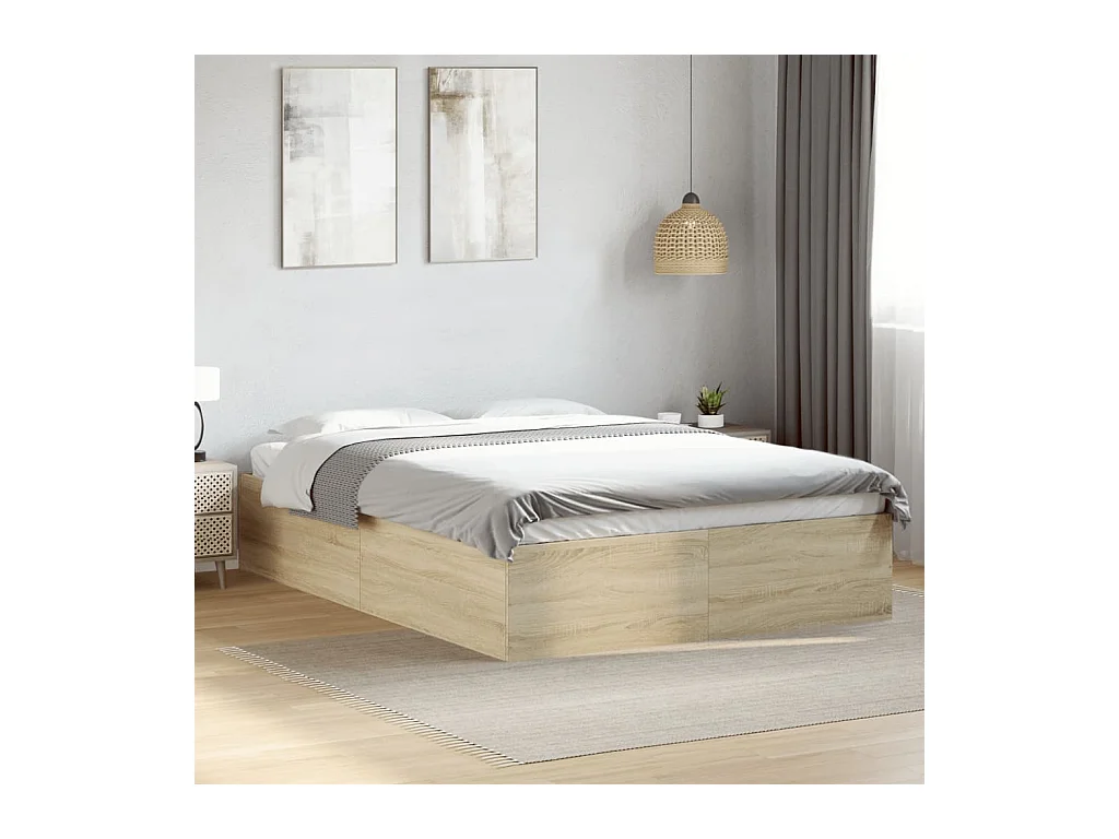 Cadre de lit sans matelas chêne sonoma 140x200 cm