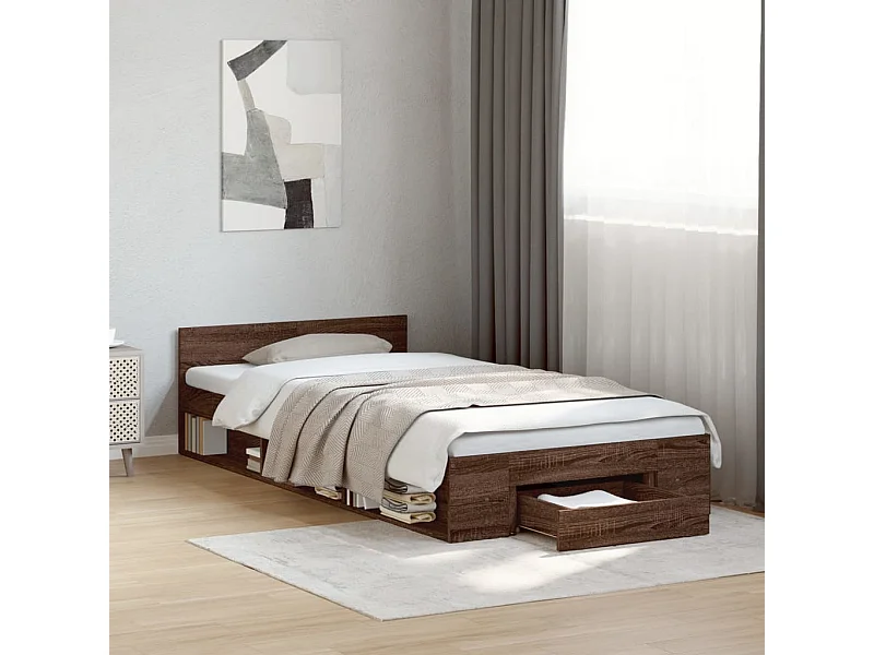 Bettgestell mit Schublade Braun Eichen-Optik 100x200 cm