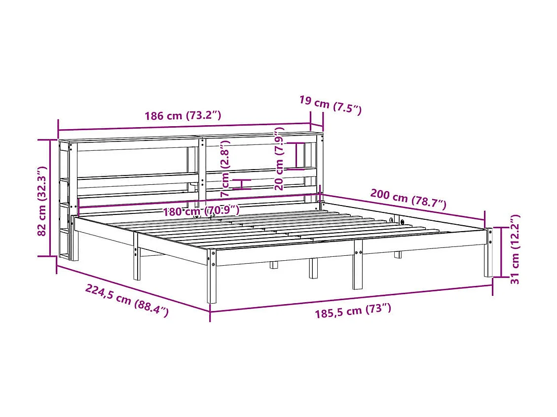 Cadre de lit sans matelas crème 120x200 cm tissu