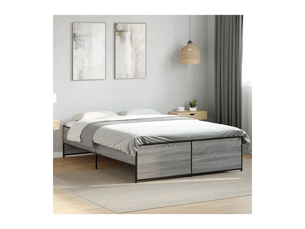 Giroletto Grigio Sonoma 135x190 cm in Legno Multistrato Metallo