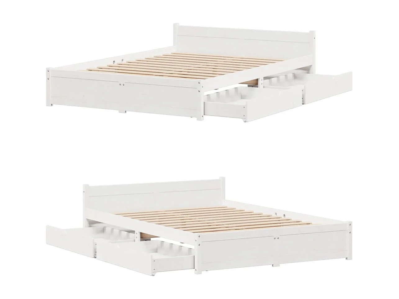 Cadre de lit sans matelas blanc 150x200 cm bois de pin massif