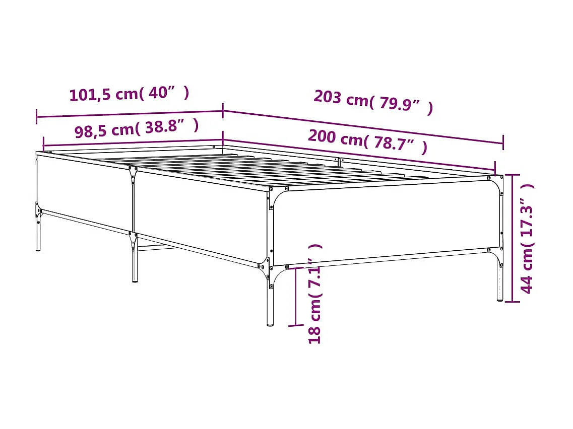 Cadre de lit sans matelas chêne sonoma 100x200 cm