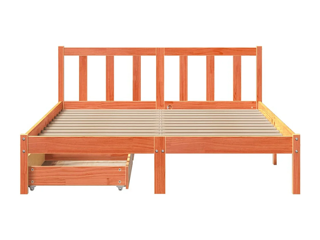 Letto senza Materasso Marrone Cera 120x200 cm in Legno di Pino