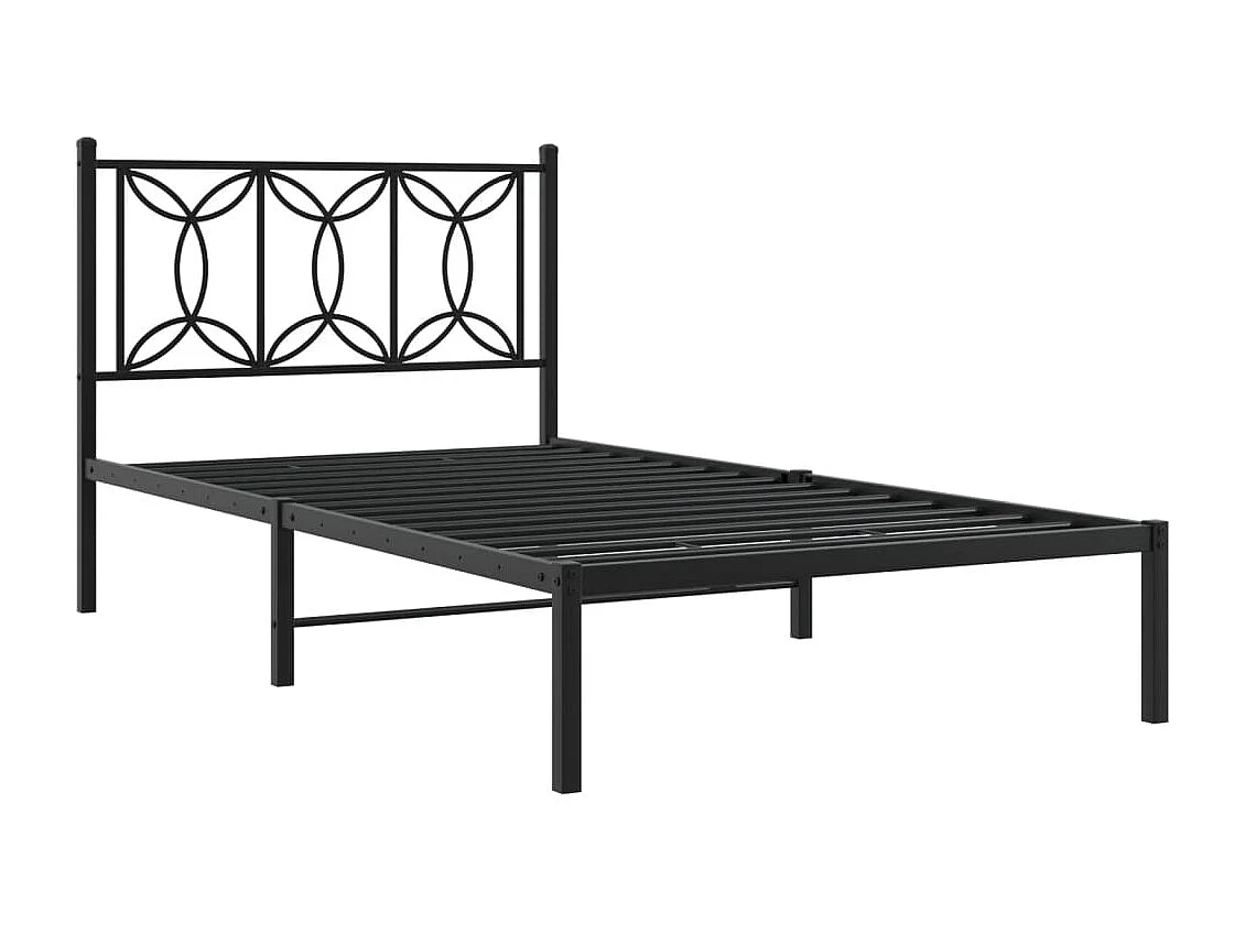 Cadre de lit métal sans matelas avec tête de lit noir 100x190cm
