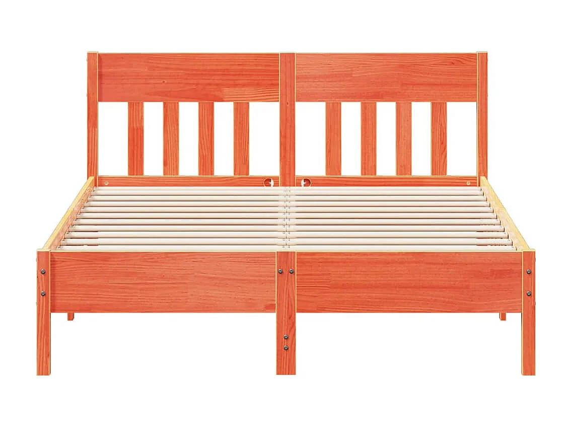 Cadre de lit sans matelas cire marron 120x200cm bois pin massif