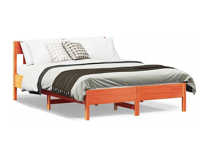 Cadre de lit sans matelas cire marron 120x200cm bois pin massif