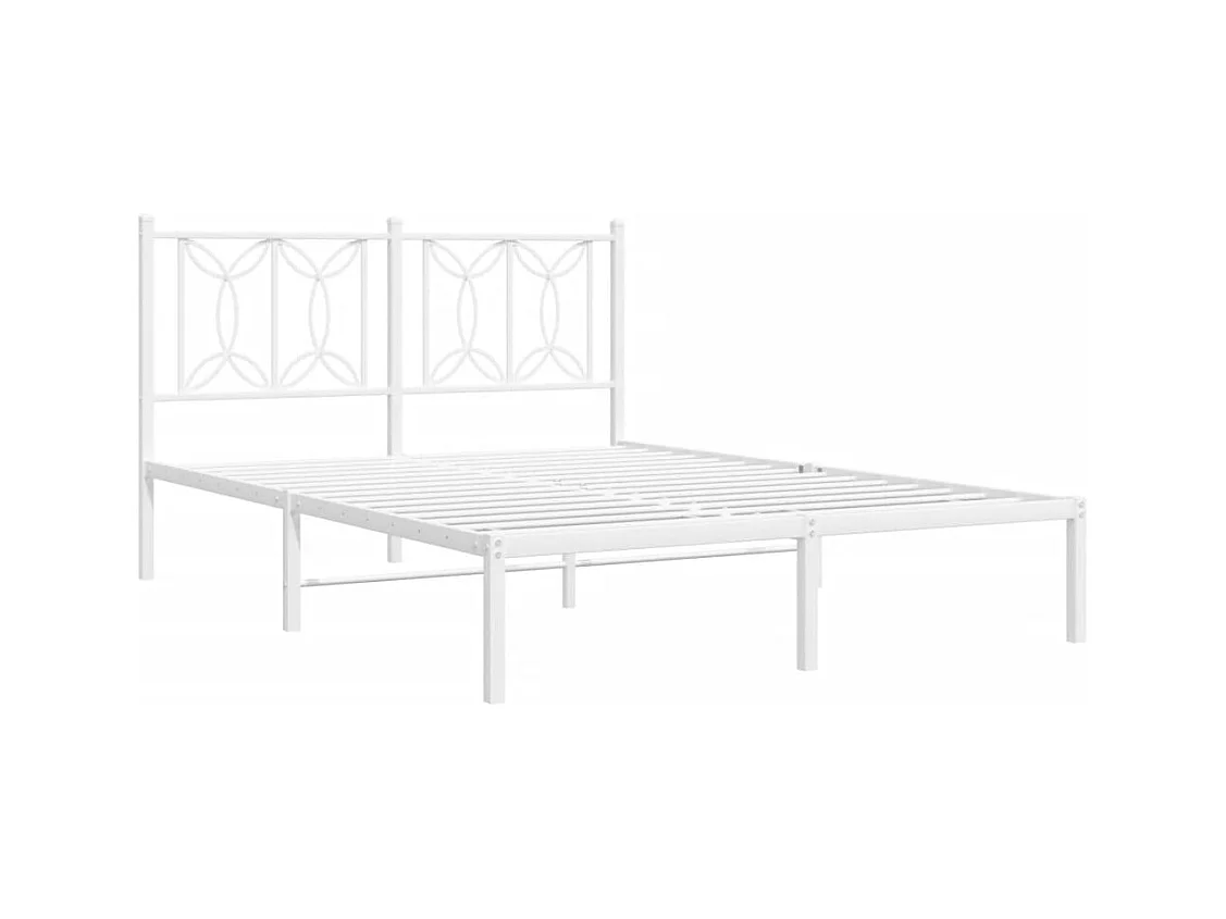 Bettgestell mit Kopfteil Metall Weiß 140x190 cm