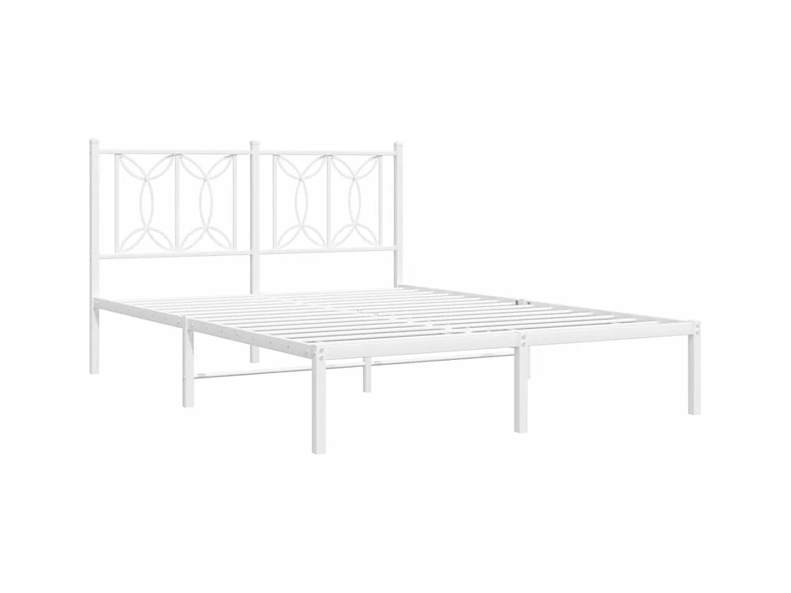 Cadre de lit métal sans matelas et tête de lit blanc 140x190 cm