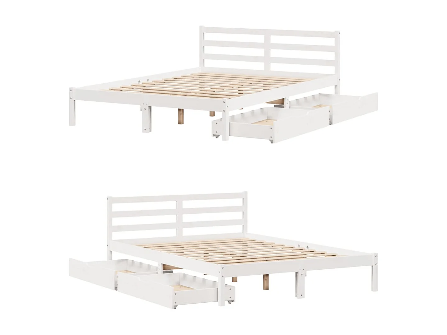 Bedframe zonder matras massief grenenhout wit 140x200 cm