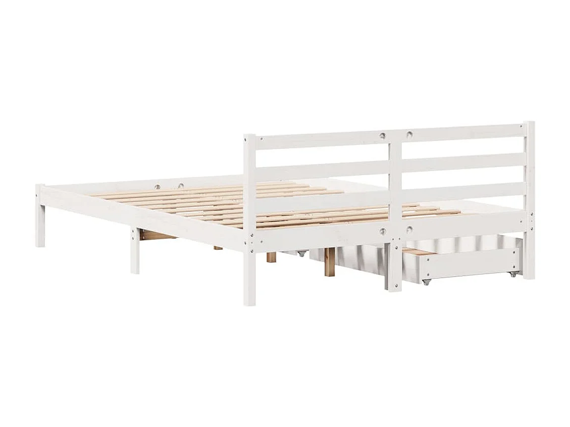 Cadre de lit sans matelas blanc 140x200 cm bois de pin massif