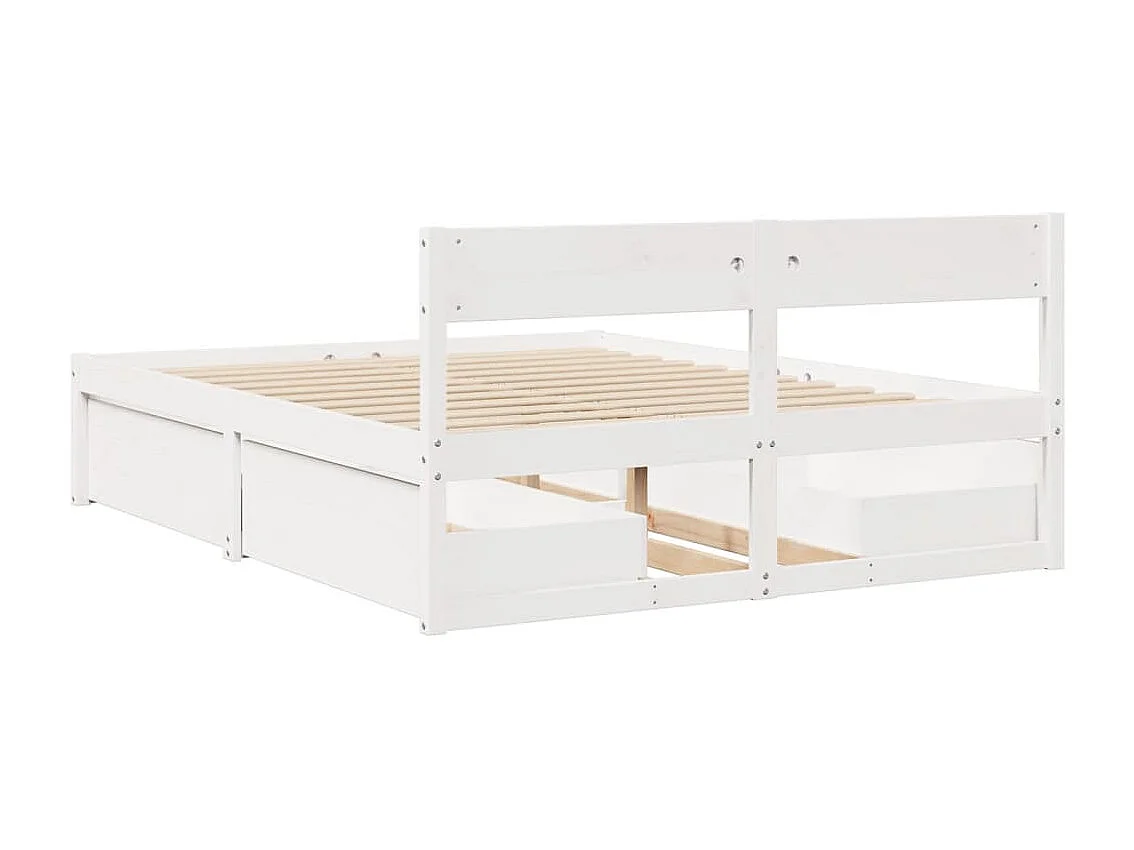 Cadre de lit sans matelas blanc 150x200 cm bois de pin massif