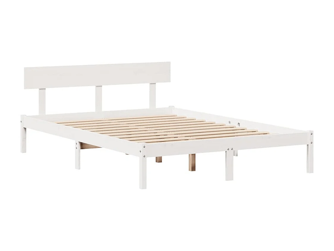 Letto senza Materasso Bianco 120x190 cm Legno Massello di Pino