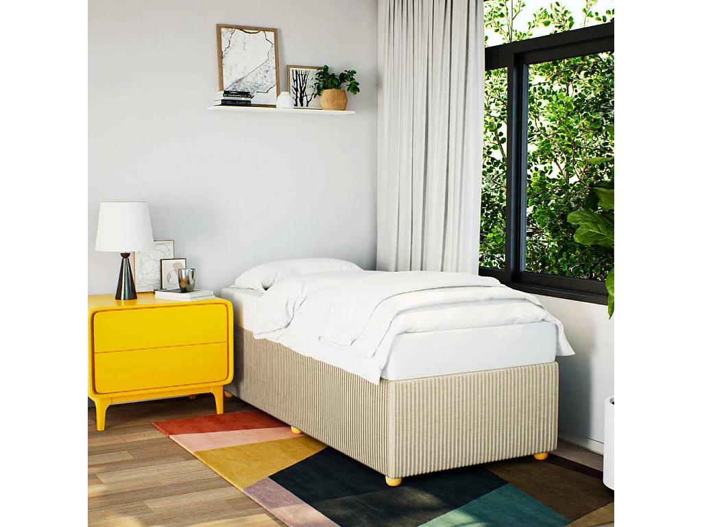 Cadre de lit sans matelas crème 90x200 cm tissu