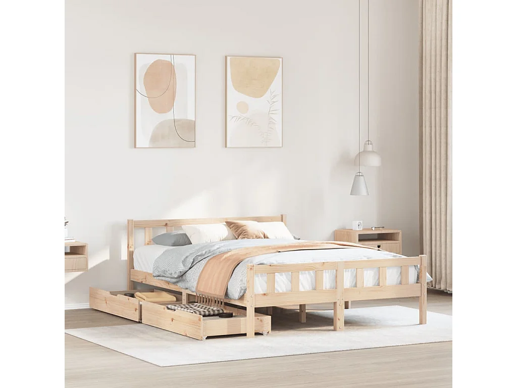 Cadre de lit sans matelas 160x200 cm bois massif de pin