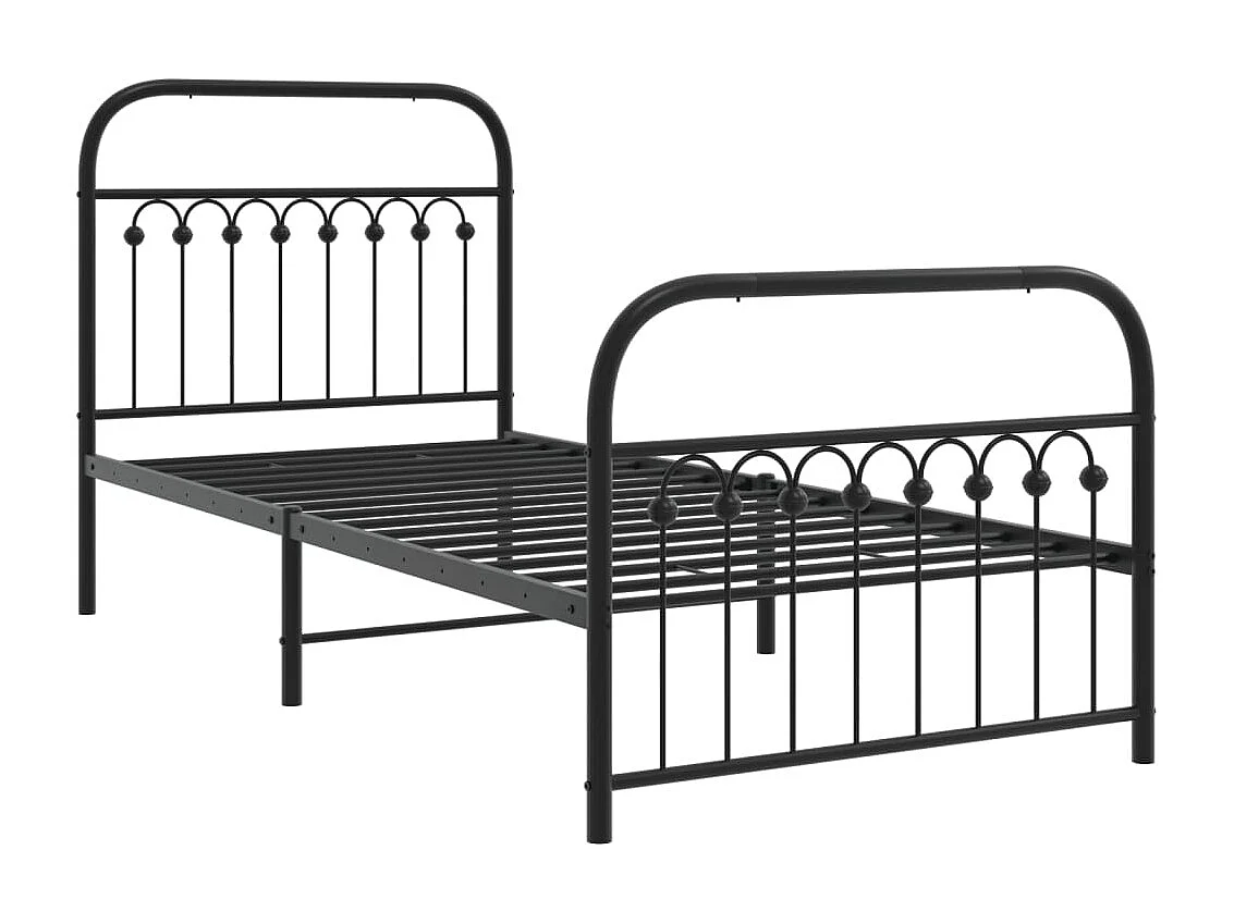 Estrutura de cama com cabeceira e pés 90x200 cm metal preto