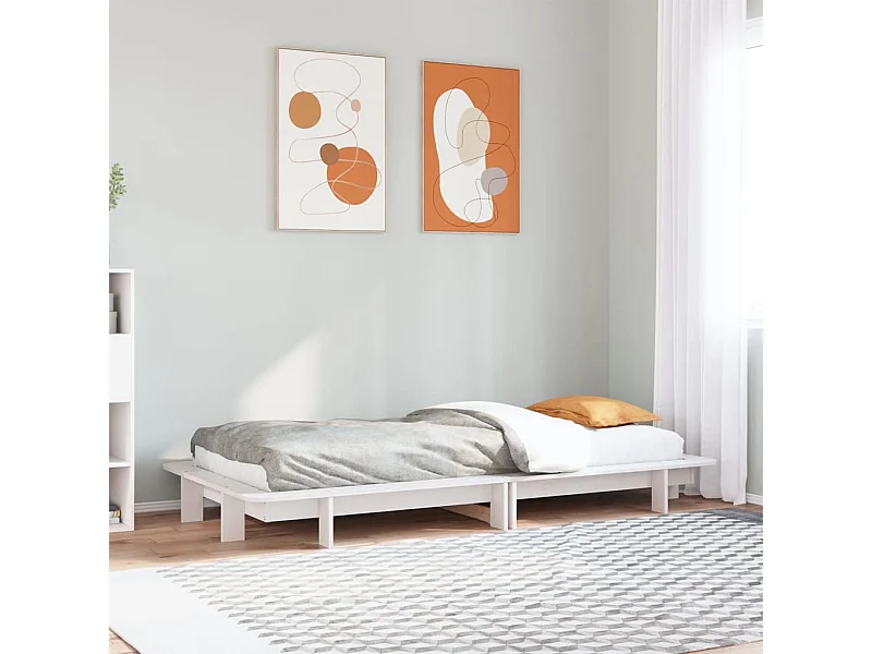 Cadre de lit sans matelas blanc 90x190 cm bois de pin massif