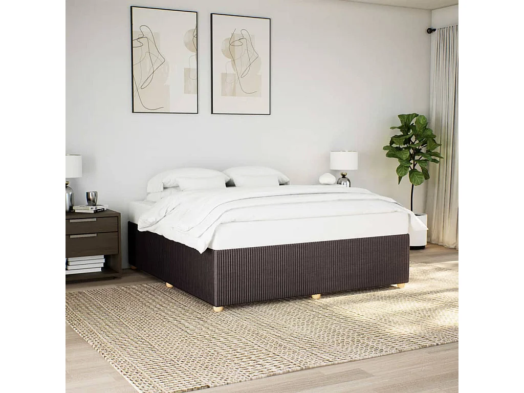 Giroletto senza Materasso Marrone Scuro 200x200 cm in Tessuto