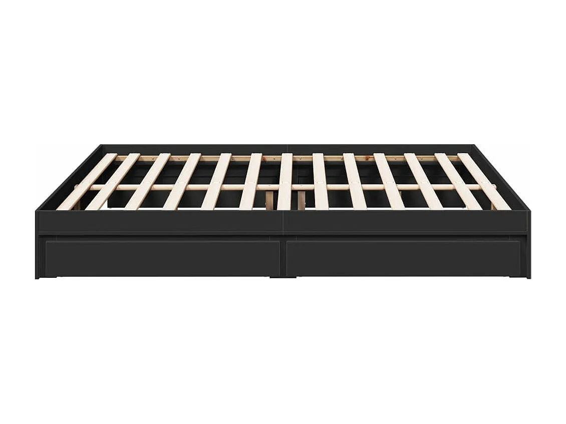 Cadre de lit avec tiroirs sans matelas noir 200x200 cm