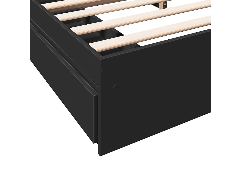 Cadre de lit avec tiroirs sans matelas noir 200x200 cm