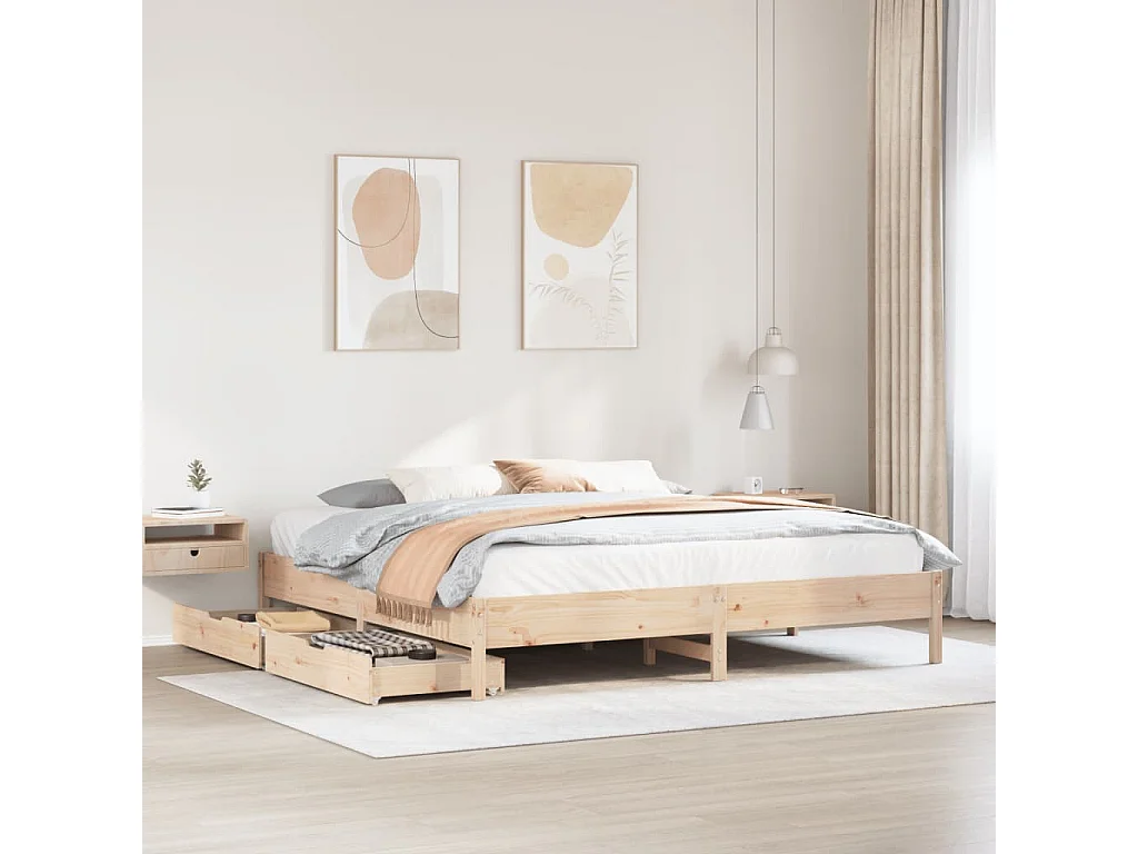 Cadre de lit sans matelas 200x200 cm bois massif de pin