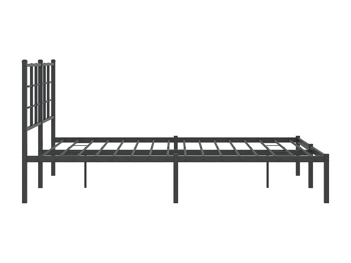 Cadre de lit métal sans matelas avec tête de lit noir 140x200cm