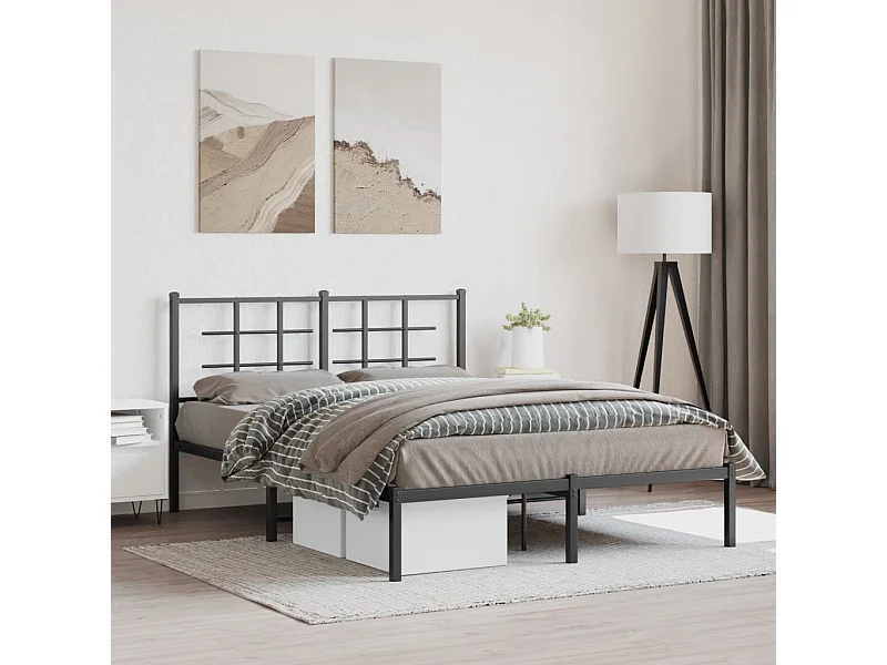 Bettgestell mit Kopfteil Metall Schwarz 140x200 cm