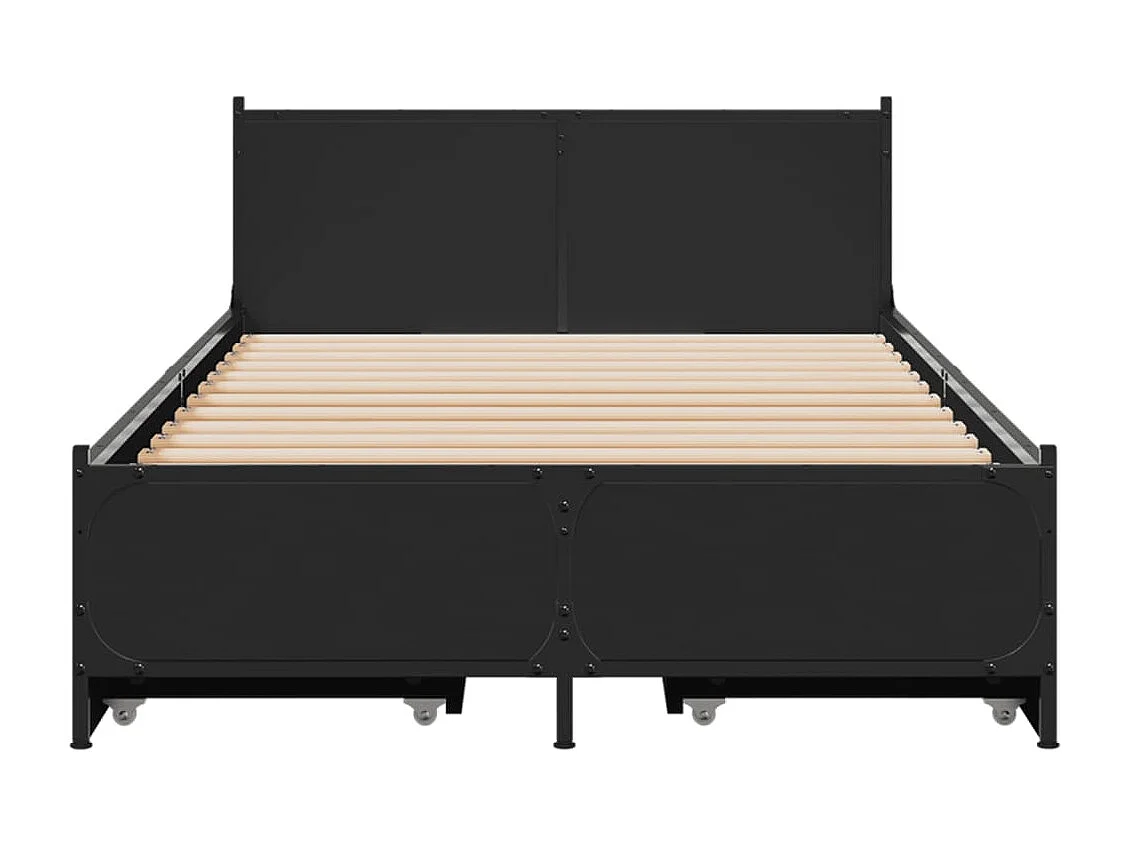 Bedframe met lades bewerkt hout zwart 75x190 cm