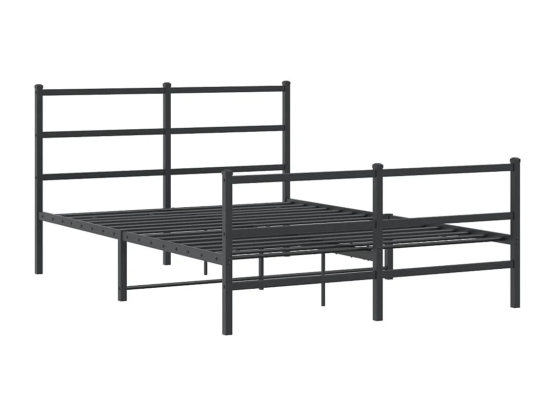 Bettgestell mit Kopf- und Fußteil Metall Schwarz 135x190 cm