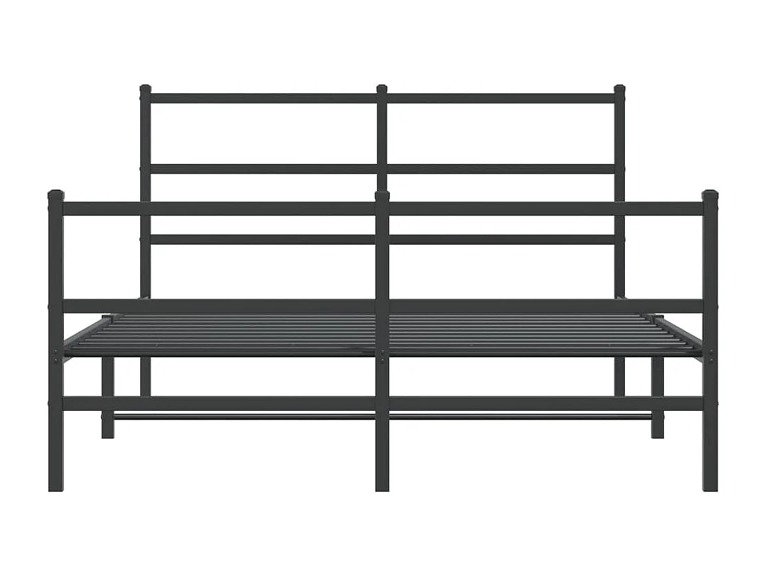 Bettgestell mit Kopf- und Fußteil Metall Schwarz 135x190 cm
